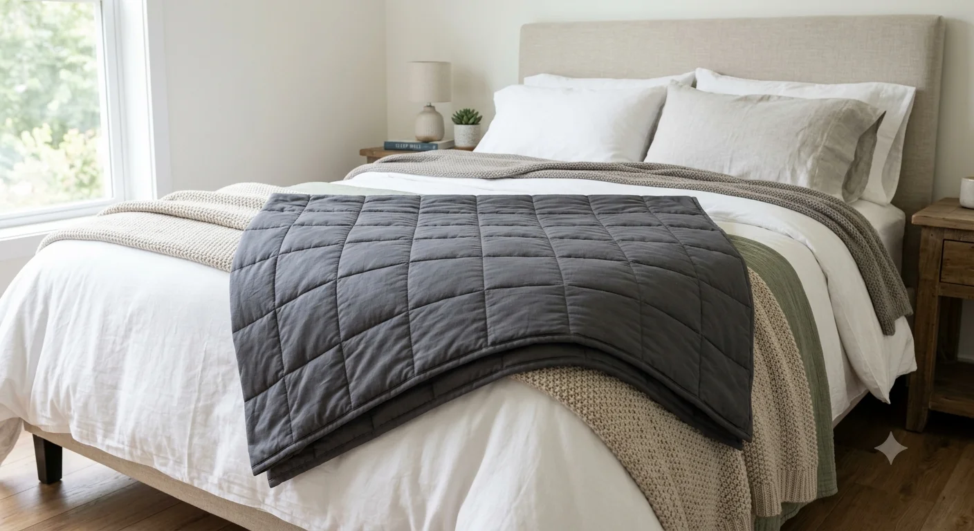 Glass bead filling inside a weighted blanket pocket