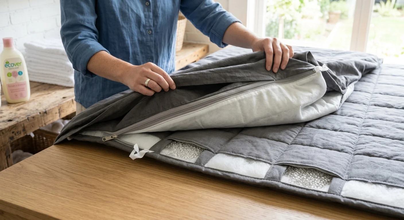 Removing a weighted blanket's cover before washing