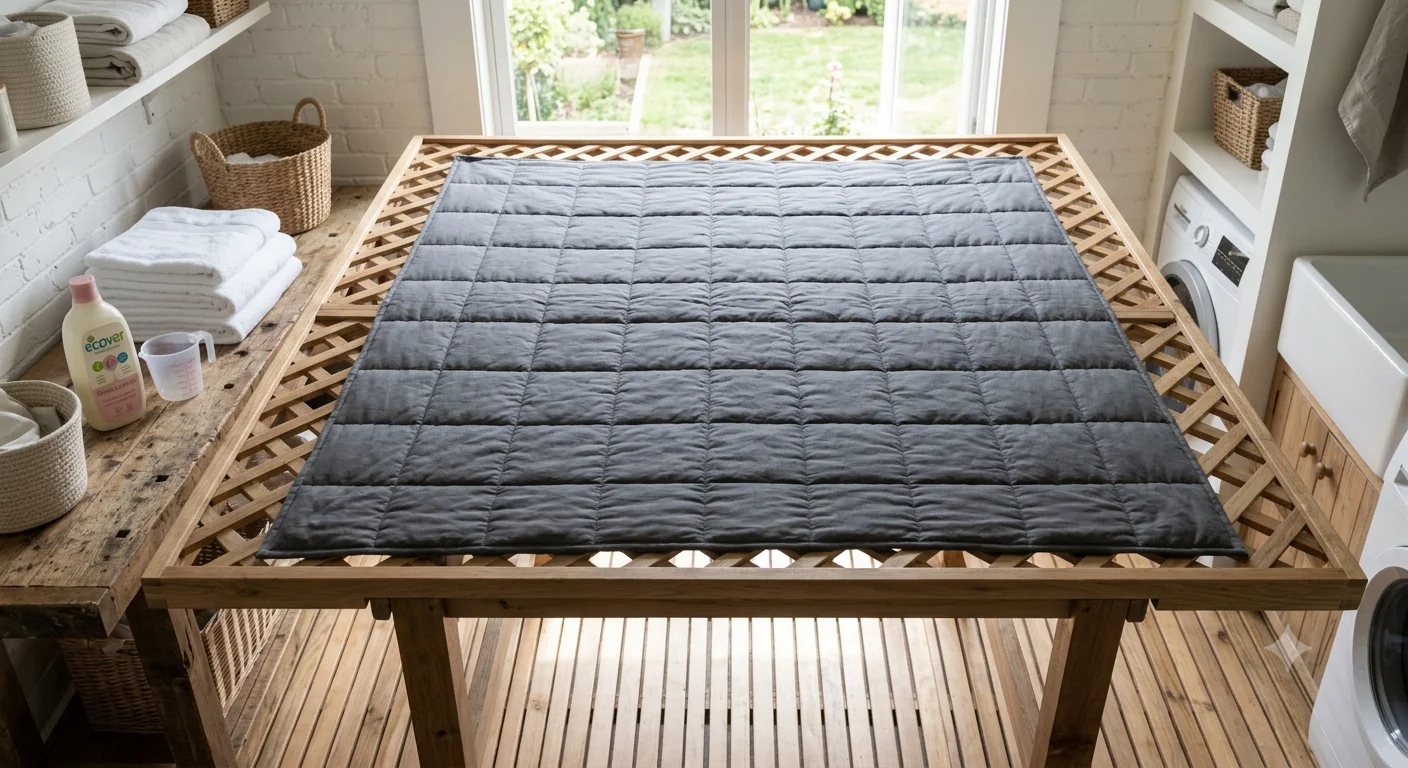 Weighted blanket drying flat and evenly supported