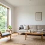 A bright, minimalist living room with wood floors and natural light. Discover how to create a more intentional life with these minimalist lifestyle tips.