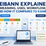 Keibann explained with visual workflow boards comparing Keibann and Kanban task management methods