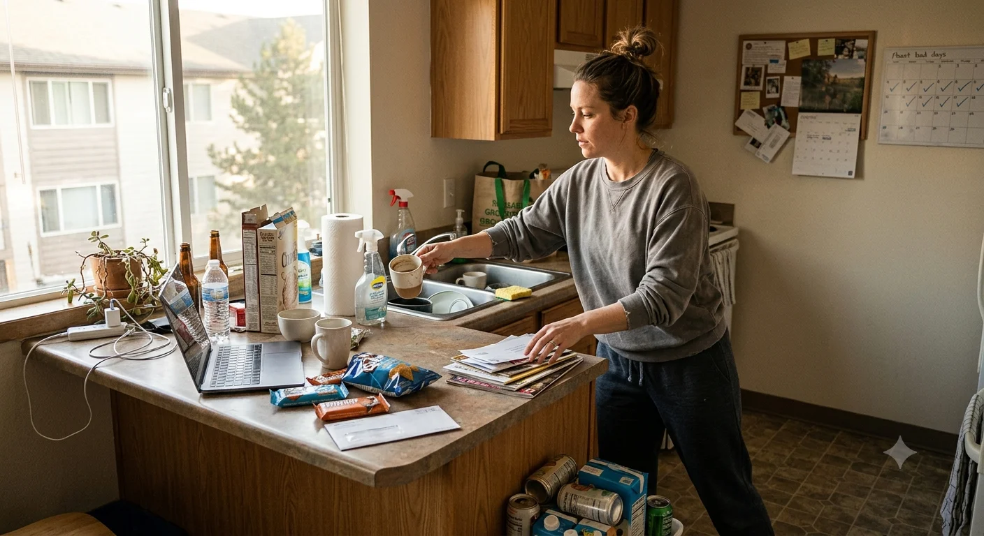 person starting a morning reset routine