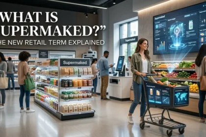 Supermaked meaning explained with futuristic smart supermarket technology